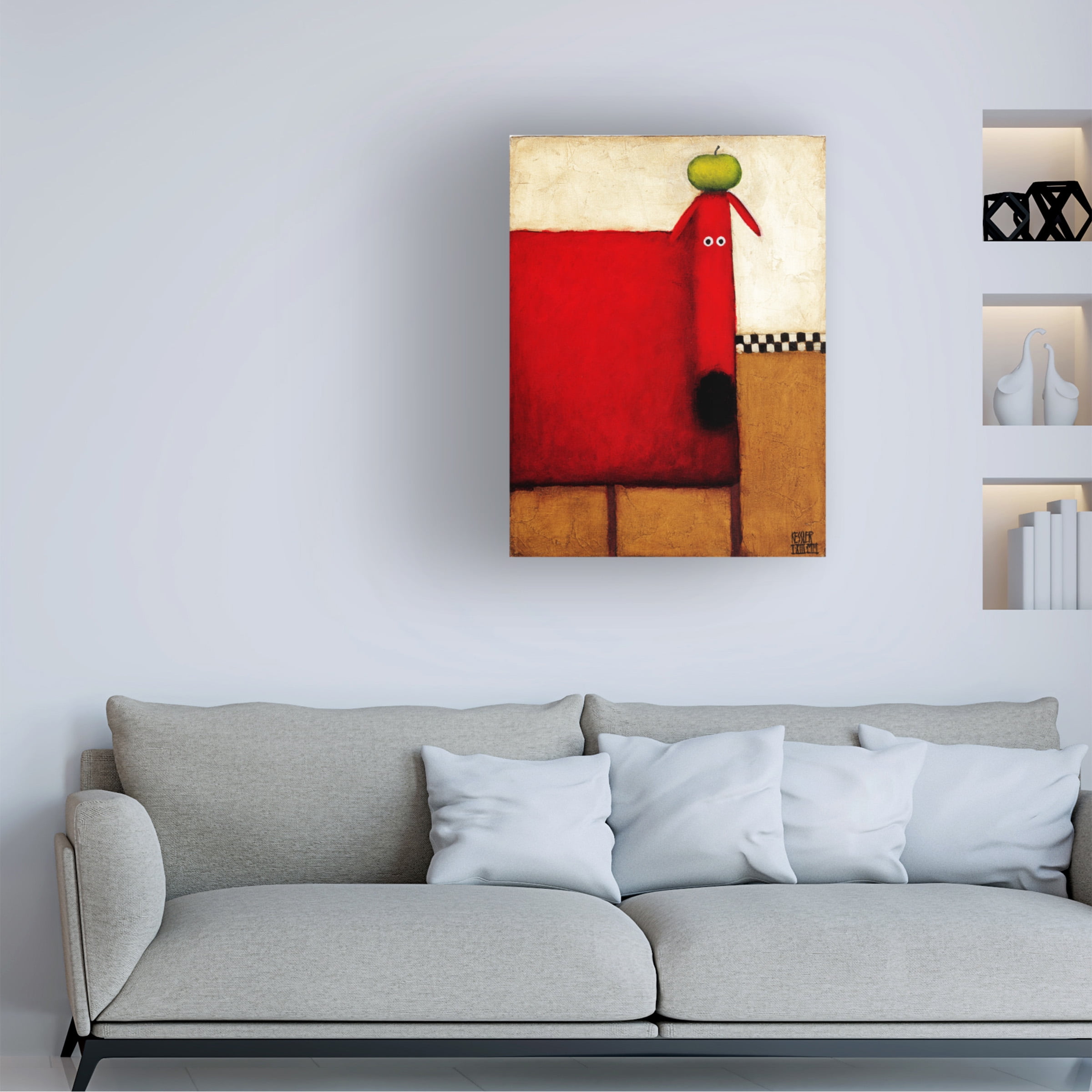 Trademark Fine Art Red Dog With Apple Canvas Art - Walmart.com