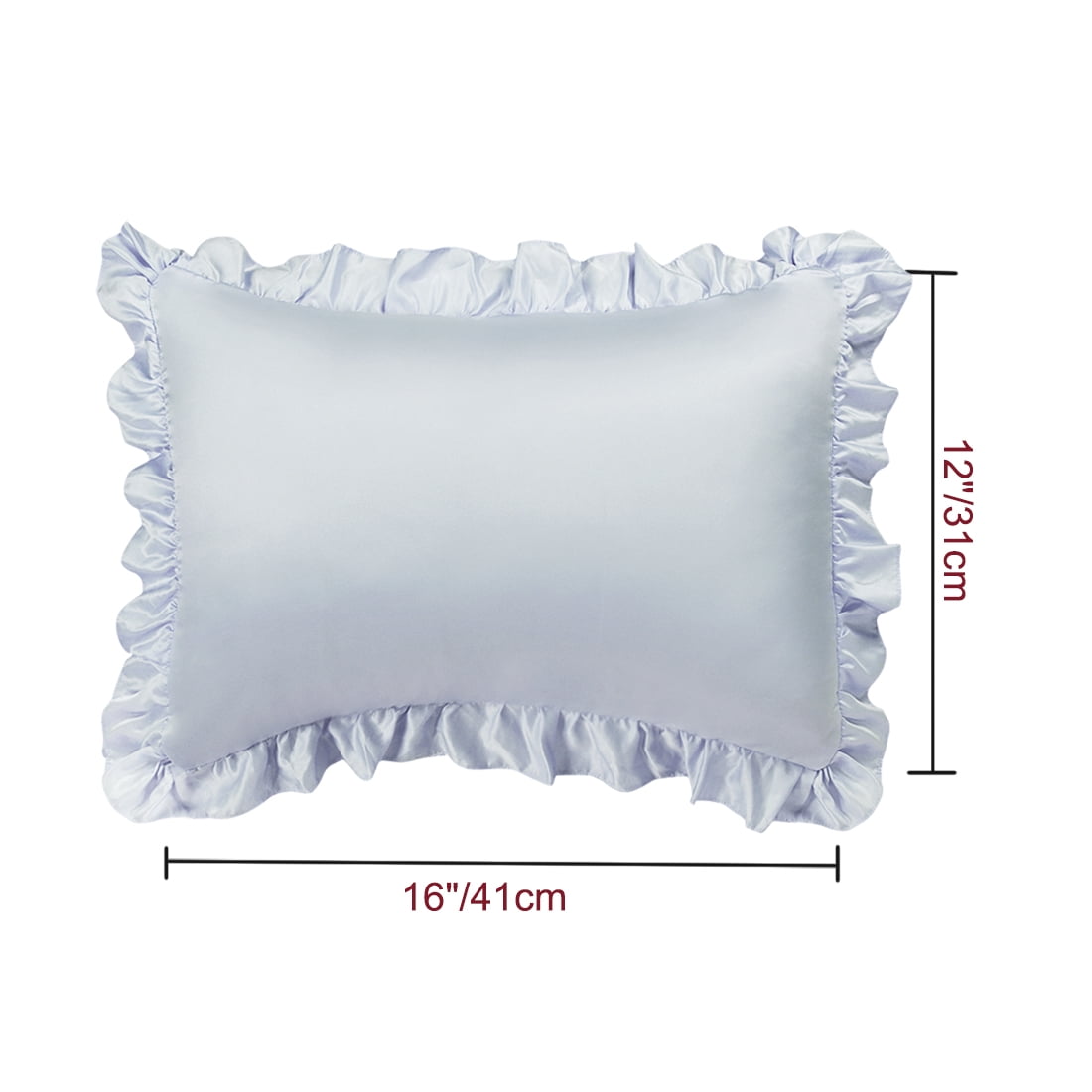 Unique Bargains 4-Piece Satin Ruffled Edge Pillow Shams, Standard, Silver