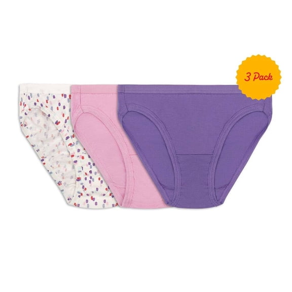 Bikini Fruit of the Loom para Niña Algodón Premium Multicolor 3 Piezas Talla 4