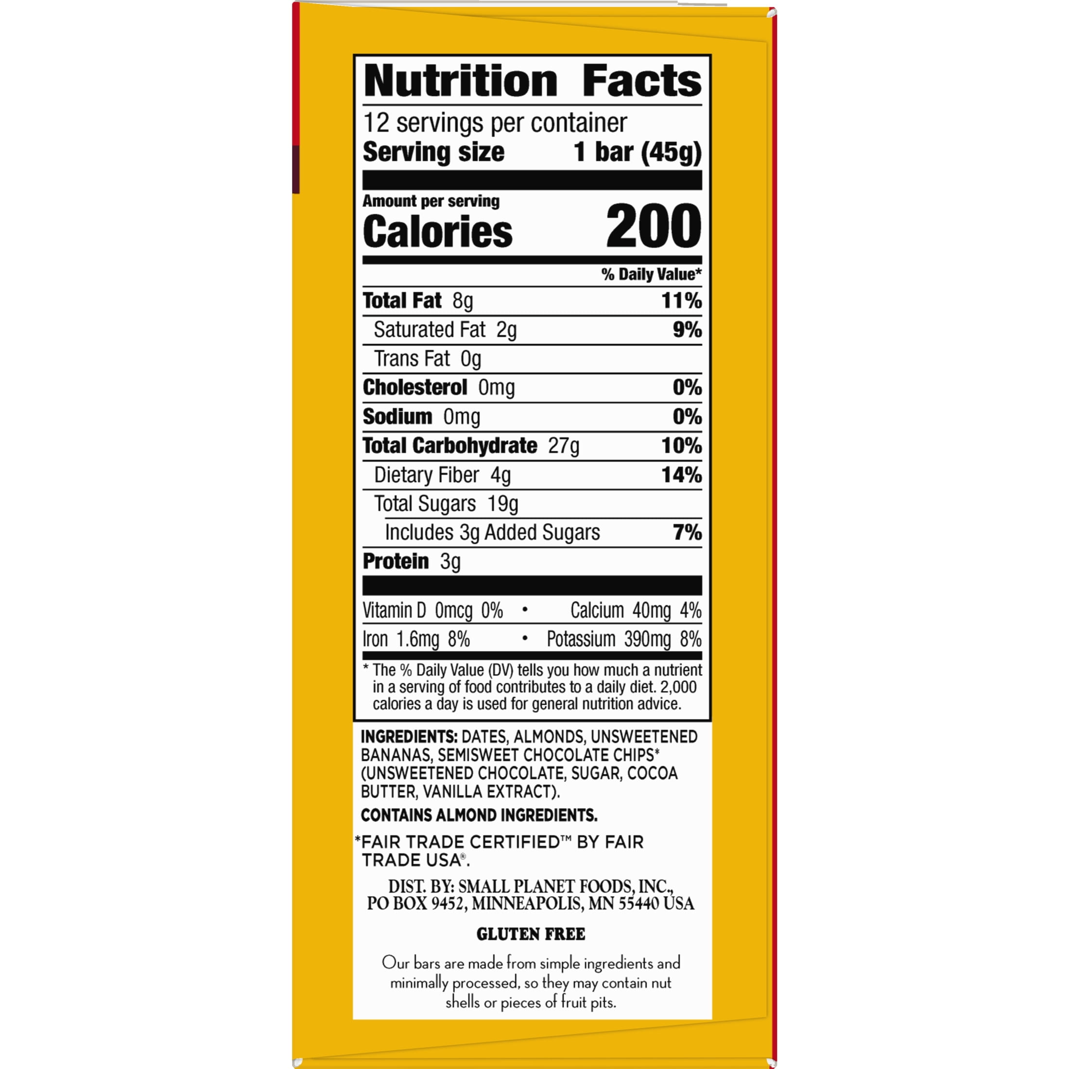 Larabar Banana Chocolate Chip, Fruit and Nut Bars, Gluten Free and Vegan, 19.2 oz, 12 Ct