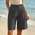 thumbnail image 6 of Women's Wide Leg Shorts Baeitkot Women's High Waisted Shorts Pleated Wide Leg Knee Length Casual Shorts with Pockets for Work Office Dark Gray M, 6 of 9