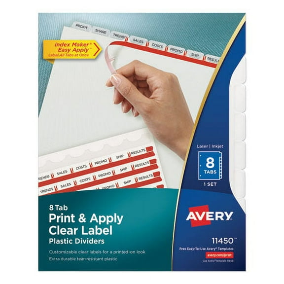 Print And Apply Index Maker Clear Label Plastic Dividers With Printable Label Strip, 8-Tab, 11 X 8.5, Translucent, 1 Set | Bundle of 2 Sets