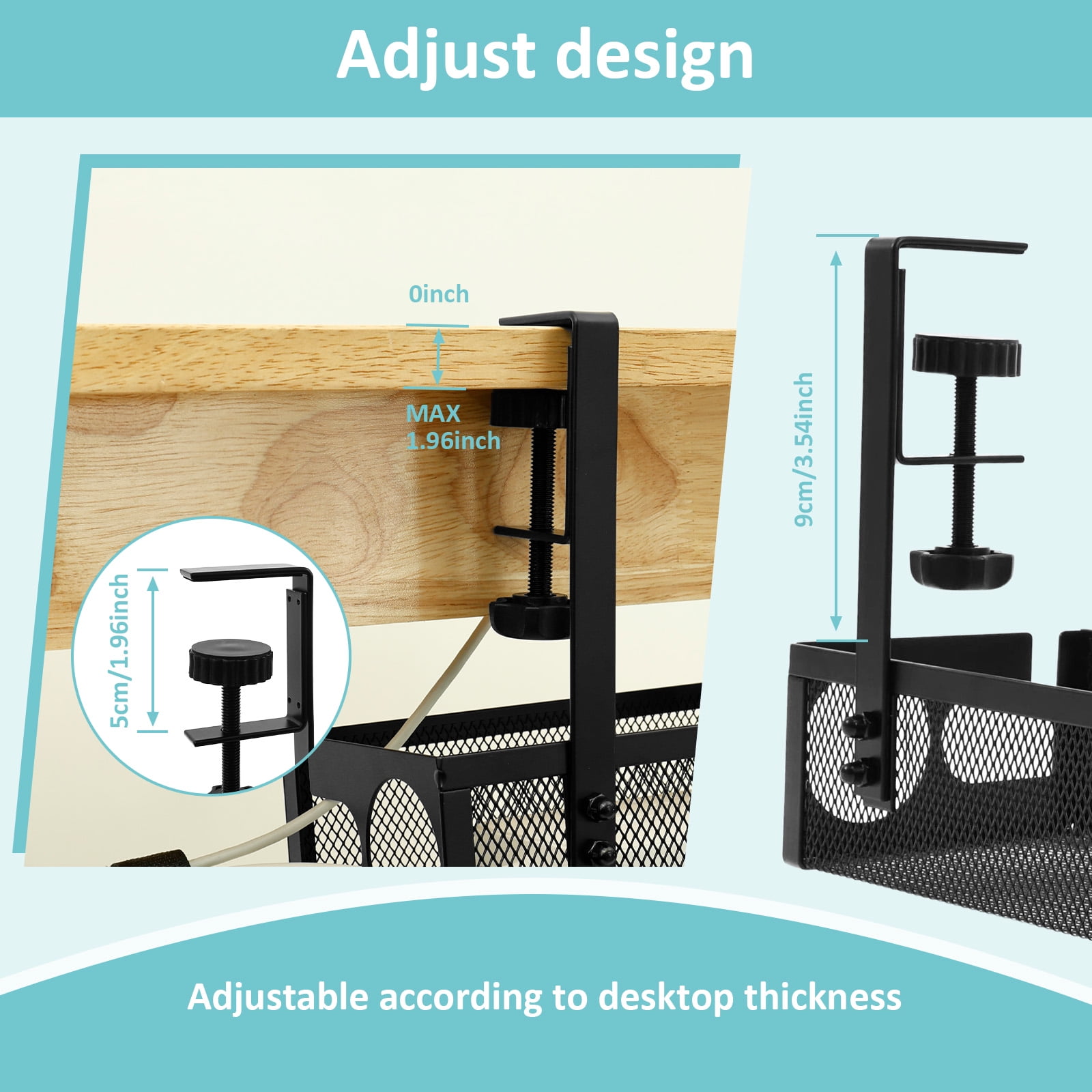 Under Desk Cable Tray Easy to Install Cable Management Tray Space Saving Under Desk Wire Holder No Drill Cord Holder Shelf for Office and Home