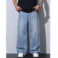 thumbnail image 2 of Mrmall Mens Wide Leg Jeans Baggy Y2k Loose Fit Casual Denim Jeans Skater Trousers Streetwear, 2 of 6