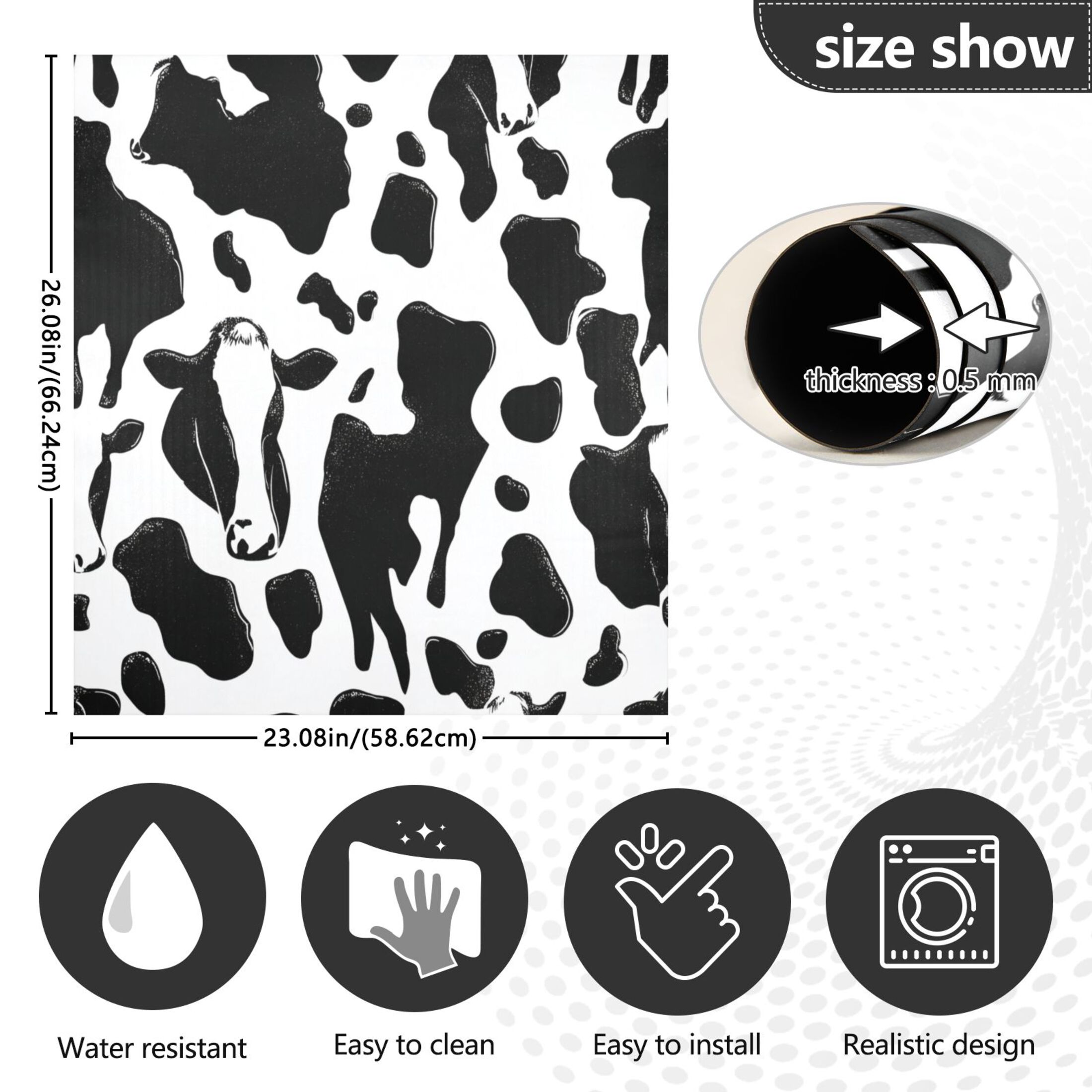IAUYY Magnetic decorative sticker - 23x26 Inch PVC Refrigerator Decorative Cover, Removable DIY Art for Kitchen Appliances Cow Pictures