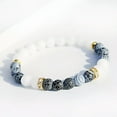 thumbnail image 2 of EOEMY 8mm Natural Stone White Opal Women Men Weathered Agate Healing Bracelets Bangle, 2 of 9