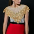 thumbnail image 2 of Yunhgft Beaded Sequin Cape Shoulder Cape for Women Wedding Evening Formal Dresses Family Gold, 2 of 9