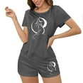 thumbnail image 7 of Feancey Pj 2 Piece Sets for Women Halloween Black Cat Print Cute Shorts Set Cozy Soft Short Sleeve Sleepwear Loungewear Outfits Gray L, 7 of 7