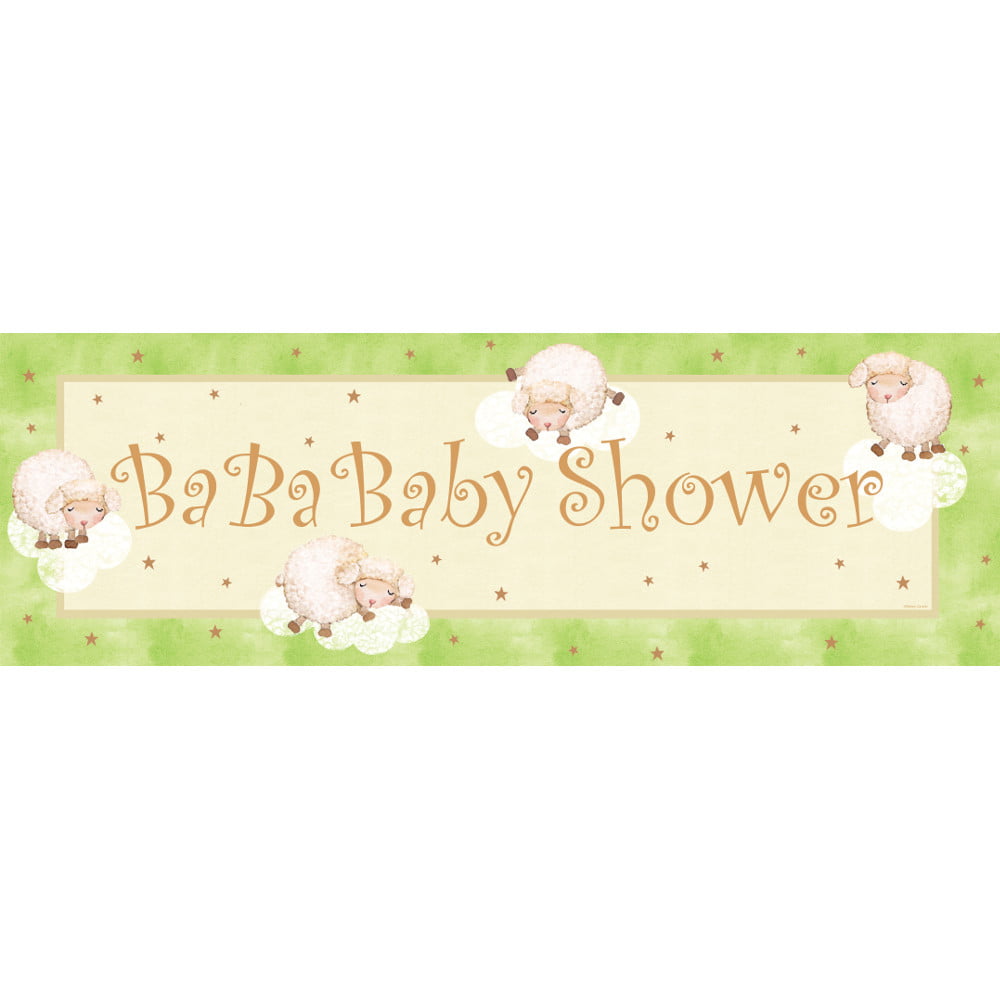 Pack of 6 Ivory and Green Ba Ba Baby Shower Giant Party Banner 60