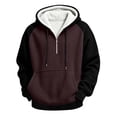 thumbnail image 6 of FchengtaiS Mens Waffle Knit Textured Hoodies Sherpa Lined Raglan Sleeve Sweatshirts Colorblock Pullover Tops for Fall Winter, 6 of 8