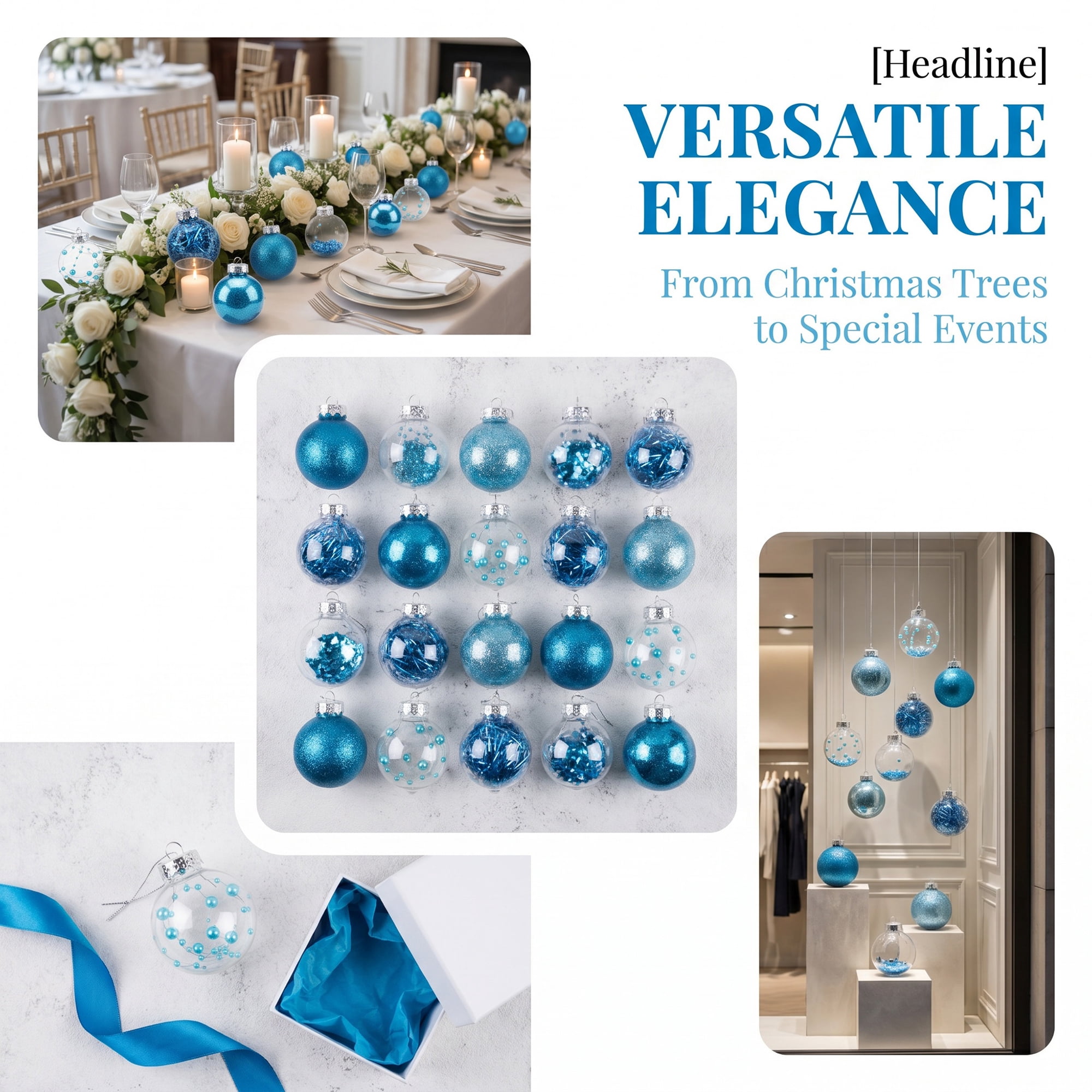 Unique Bargains Christmas Tree Ornaments - 24 Pack Hanging Baubles Shatterproof Balls Lake Blue 2.4"