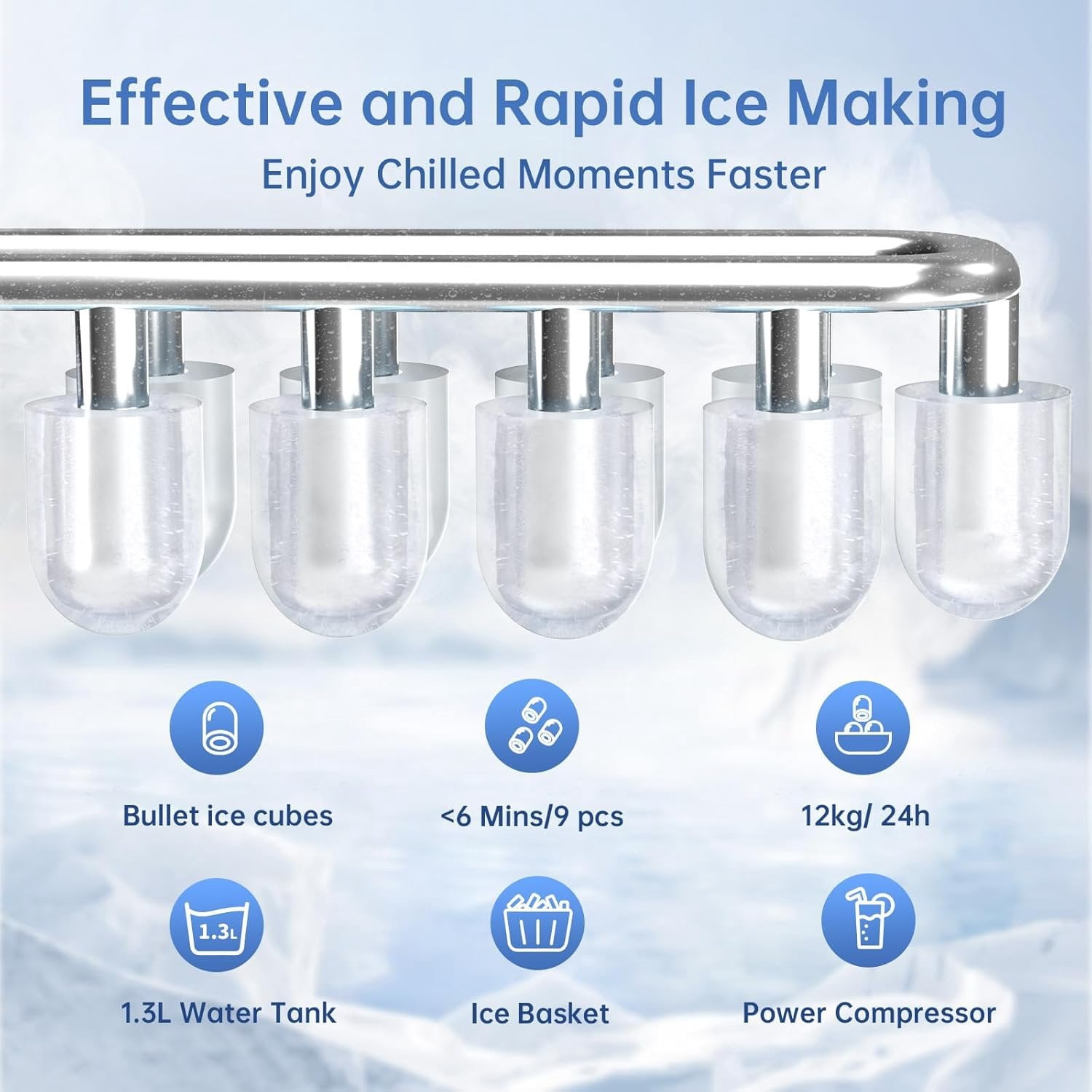 Countertop Ice Maker, 26lbs/24H Portable Ice Machine with Handle,9  Ice Cubes in 6 Mins,Self-Cleaning Compact Icemaker with Selectable Ice Size for  Kitchen/RV/Camping/Party, Black