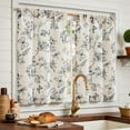 thumbnail image 3 of Floral Kitchen Curtains for Windows 36 Inch Farmhouse Country Linen Tier Curtains Botanic Small Window Drapes for Living Room Bathroom Laundry RV Rod Pocket Rustic 2 Panels Black on Beige, 3 of 8