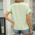 thumbnail image 5 of Blczomt Plain Tops Women Short Sleeve Summer Shirts Casual Green V Neck Dressy Blouses for Women Plus Size, 5 of 8
