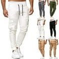 thumbnail image 3 of Cotton Men Trousers Solid Color Replacement Stylish Overall Clothes Washable Easy Matching Middle Waist Home Long Pant Clothes Dark Grey L, 3 of 7
