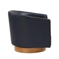 thumbnail image 5 of Comfort Pointe Irving Midnight Blue Faux Leather Wood Base Barrel Swivel Chair, 5 of 12
