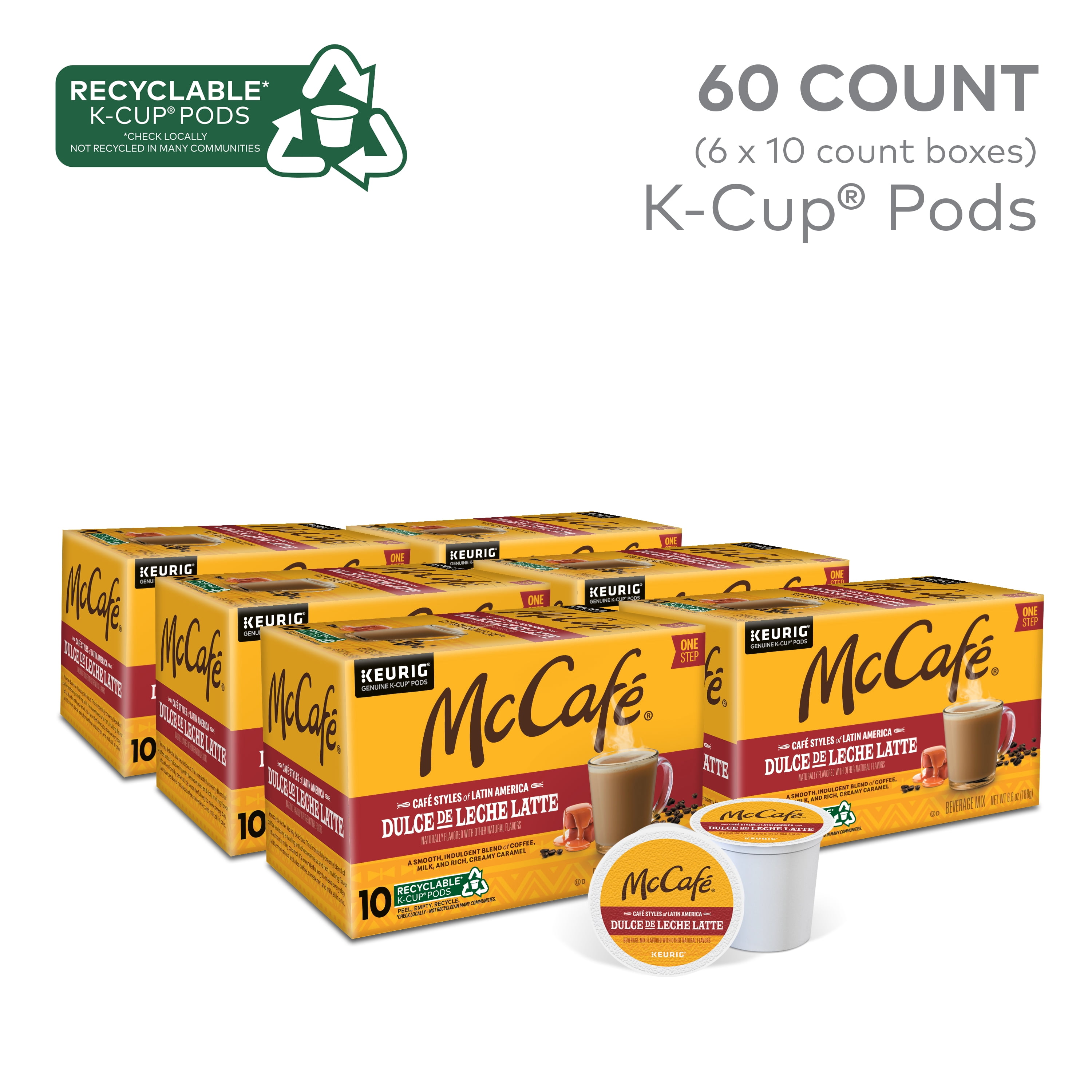 (6 pack) McCafe, Dulce de Leche One Step Latte Medium Roast K-Cup Coffee Pods, 10 Count