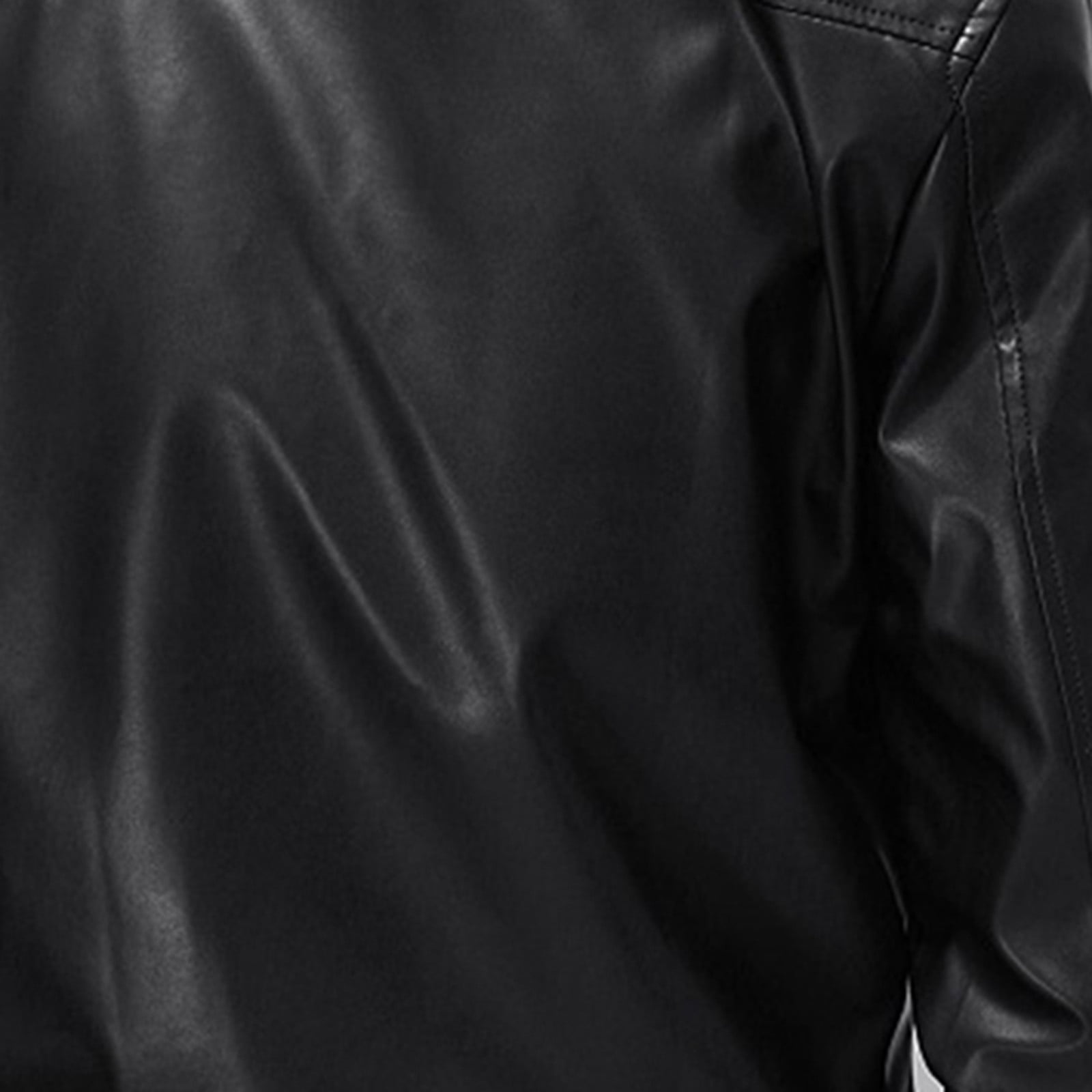 RYDCOT New Men's Tight Fitting Leather Jacket Lapel Collar Leather Jacket Motorcycle PU Jacket and Coat Black 18(XXXXXL)