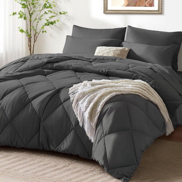 Juego de sábanas SunStyle Home King, 7 piezas, gris oscuro