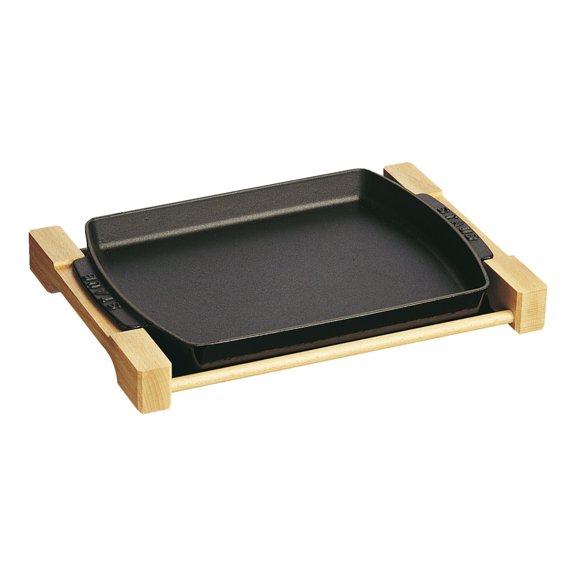 STAUB Assiette de Service Rectangulaire en Fonte 33 cm x 22 cm, Noire
