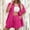 Hot Pink, variant on Women's Vacation Fashion Casual Suit Solid Color Summer Shorts And Shirt Top Two Piece Sets Lapel Shirt Slim Suits Skirt Set Juniors Women Swimsuit Shorts Set Yoga Shorts Suit Athletic Swimsuits for