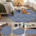 thumbnail image 6 of Round Area Rug 6ft,Dark Blue Stripes Water Ripple Washable Carpet Non-Slip Runner Accent Rugs Indoor Floor Mat for Bedroom Living Room Decor,Summer Ocean Style, 6 of 9