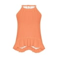 thumbnail image 7 of ZQUUVOU Tank Top For Women Halter Solid Color Loose Ruffle Casual Tops (Orange,XL), 7 of 7