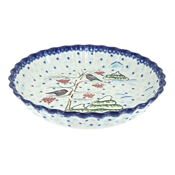 Blue Rose Polish Pottery Blustery Winter Morning Pie Plate
