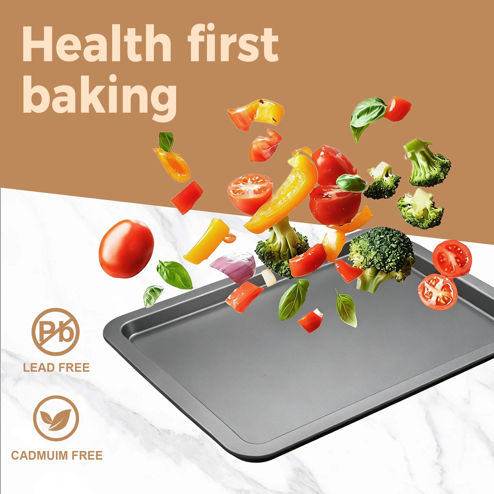 HONGBAKE 10-Piece Nonstick Carbon Steel Bakeware Set, Baking Pan Set with Baking Sheets, Cake Pans, Loaf Pan & Muffin Pan, Grey