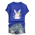 thumbnail image 3 of VBTAPA Women's Happy Easter Shirt Short Sleeve Funny Tops Rabbit Graphic Colored Eggs Print T-Shirts Easter Day Gifts Flash Sales of The Day Blue S, 3 of 5
