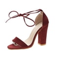 thumbnail image 3 of Sandales à Talons Hauts Épais à Lacets Rouges pour Femmes Filles, 3 of 5