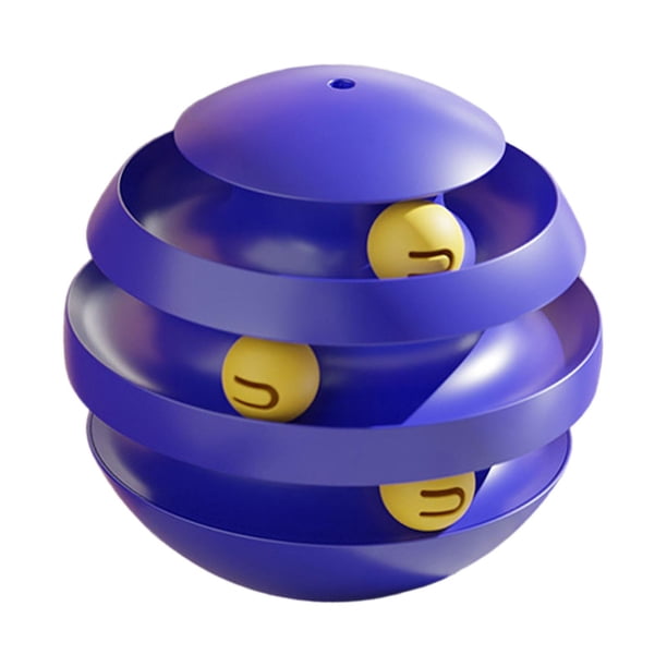 Juguete con rodillo para gatos, juguete interactivo para gatos, bola giratoria para pista, bolas para gatos Azul profundo