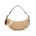 thumbnail image 1 of Bandoleras de paja para mujer, tejido en la playa, bolso hobo, elegante y veraniego, monederos de hombro en forma de media luna con correa ajustable 2025, color caqui, 1 of 7