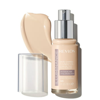 Revlon Illuminance Skin-Caring Liquid Foundation, Hyaluronic , Hydrating and Nourishing Formula with Medium Coverage, 105 Cream Ivory, 1 fl oz.