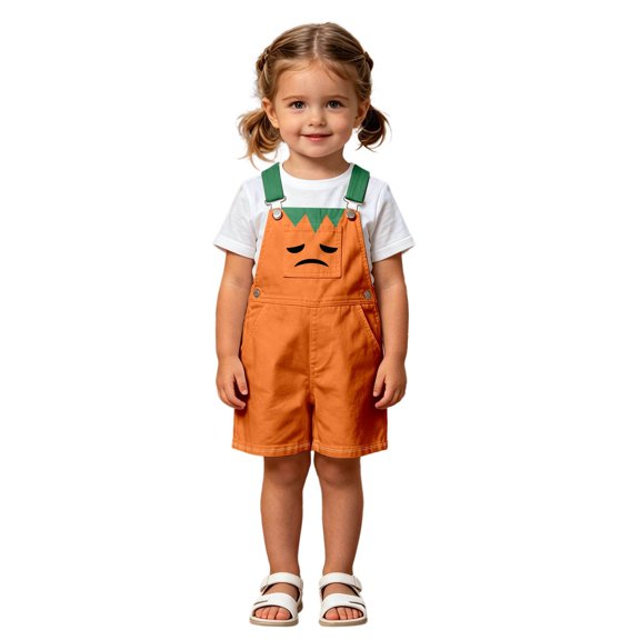 Girls Halloween Romper Jumpsuit Pumpkin Print Overalls Toddler Piece Outfit Long Sleeve Playsuit With Pockets