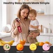 VAVSEA Immersion Blender, 1100W 5-in-1 Hand Blender, 24-Speed Stick Blender for Small Kitchen, Splash-Resistant Handheld Blender Mixer with Turbo Mode for Smoothies, Baby Food, Red