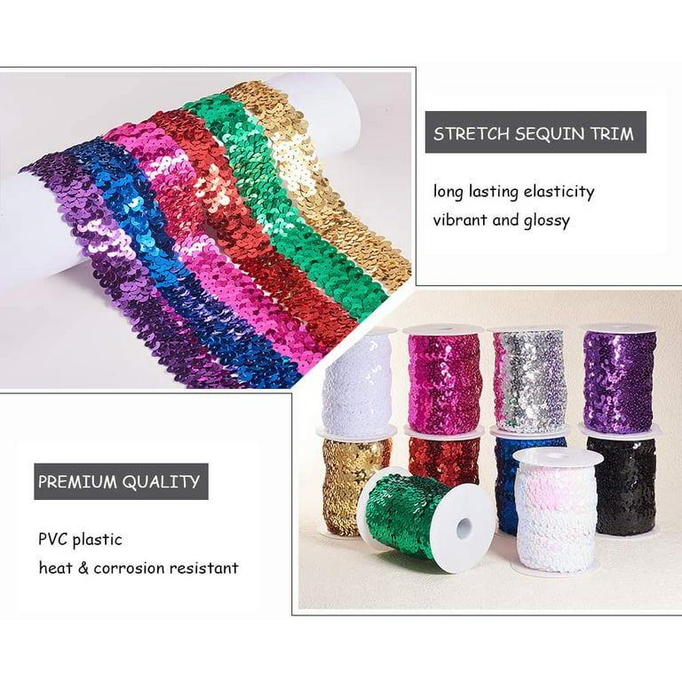 Sequin Trim 1-1/2-Inch Wide Polyester Stretchable Sequin Trim Rolls for  Arts and Crafts, 10-Yard, Purple - Yahoo Shopping