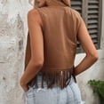 thumbnail image 4 of Women's Tassel Fringe Vest Sleeveless 70s Hippie Trim Western Cowgirl Jacket Open Front Country Concert Cardigan, 4 of 6