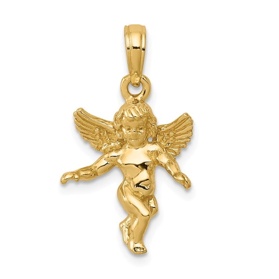14k Yellow Gold Solid Polished Religious Guardian Angel Pendant Necklace 15x13mm Pendant for Women