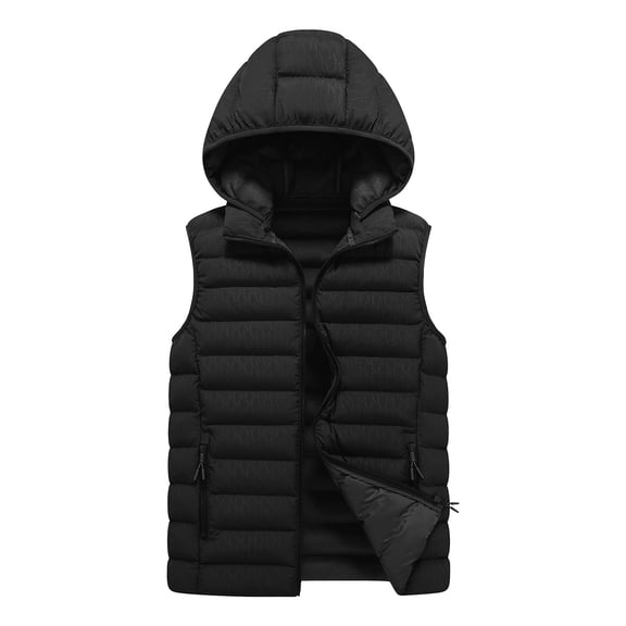 Iyufng Mens Removable Hooded Quilted Puffer Vests Lightweight Sleeveless Outerwear with Zipper Side Pockets