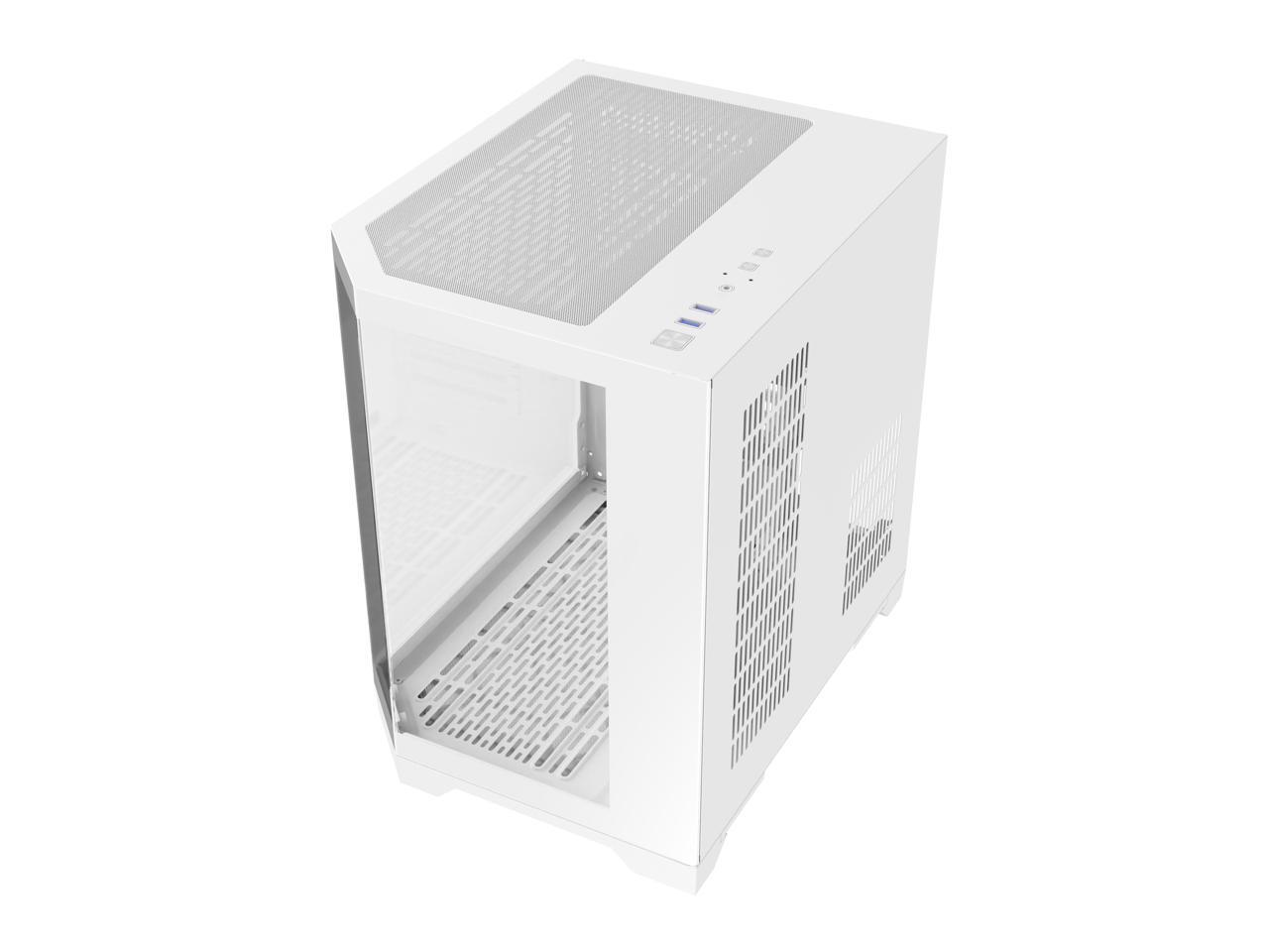 DIYPC DIY-CUBE03-W White Dual USB3.0 Tempered Glass Micro ATX Gaming Computer Case w/ 3 x Tempered Glass Panel