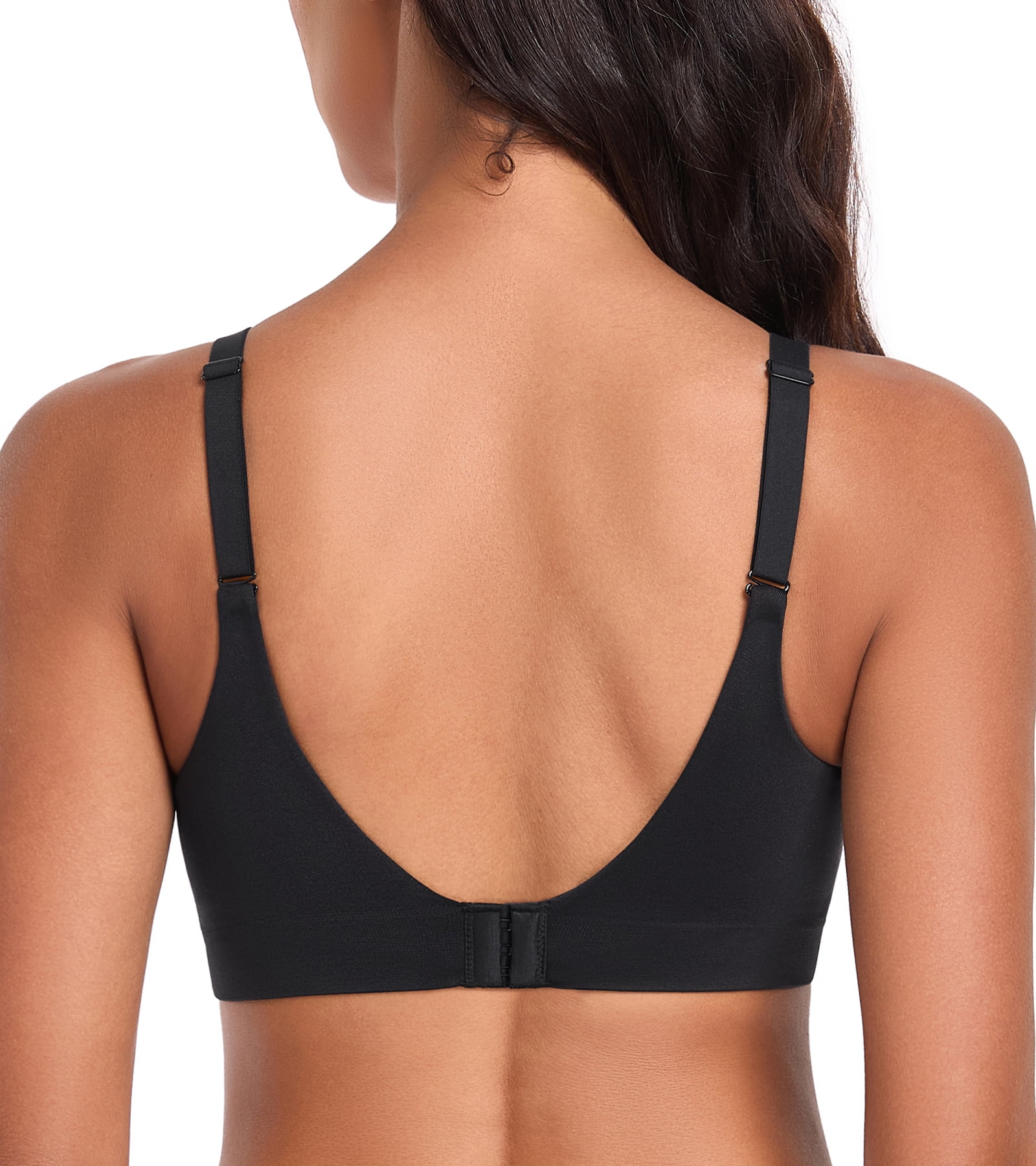 Exerin Women's Wireless Bras Full Coverage Support Seamless Plus Size Bra(Black,M)