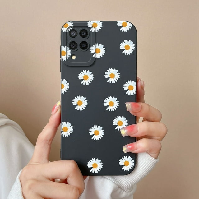Case For Samsung A 12 M12 F12 Flower Astronaut Square Lens Protection Soft Liquid Silicone Back Cover For Samsung A12 A M F 12