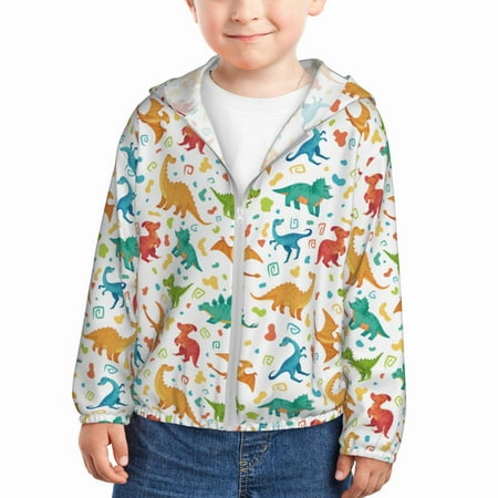 

Vsdgher Dinosaur Kids Sun Protection Hoodie with Zip Rash Guard Tops Children s Long Sleeve Sun Protection Clothing - 18 Months