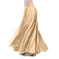 thumbnail image 3 of THDHVS Flowy Skirt,Women Satin Waist Cincher Skirt Solid Color Bodycon Pencil Style Slip for Layering Under Dresses or Worn as a Standalone Club Wear Piece,Long Skirts for Women, 3 of 5