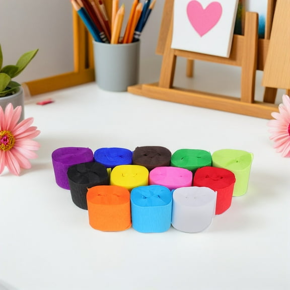 HONMEET Crepe Paper Streamers Garland Ribbon Rolls Assorted Colors Party Decorations for Birthday Wedding 12 Pack