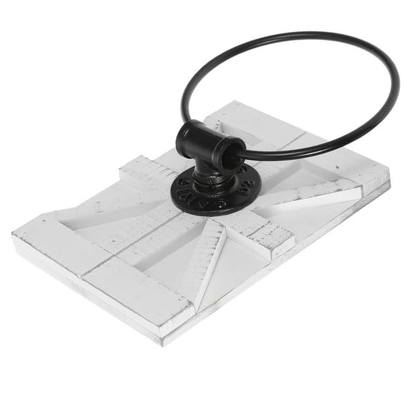 OUNONA Drafideep Wall Mounted Hand Towel Rack Iron and White Wood Construction Farmhouse Style