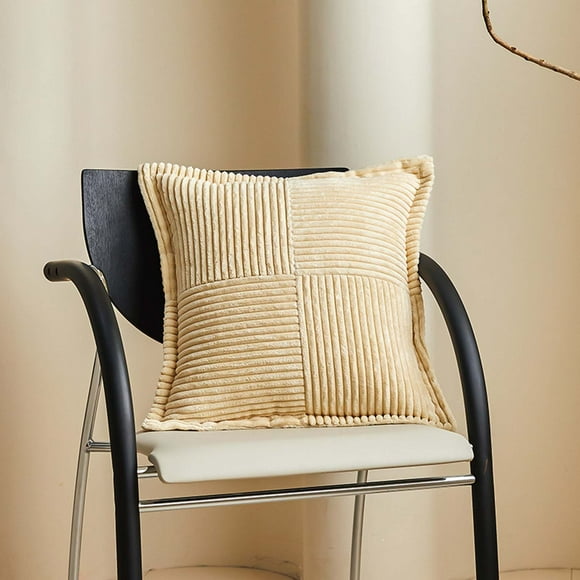 Fiudx Funda de Cojín de Pana, Suave y Agradable para La Piel, Elegante Protector de Almohada con Diseño de Rayas, Lavable y Apto para Secadora, Ideal para El Sofá de La Sala de Estar, Una Elegante So