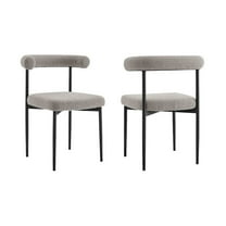 Shannon Dining Chair with Matte Black Iron and Thundercloud Gray Fabric - Set of 2