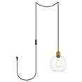 thumbnail image 1 of Living District LDPG6206BR Emett 1 Light Brass & Clear Glass Plug-In Pendant, 1 of 1